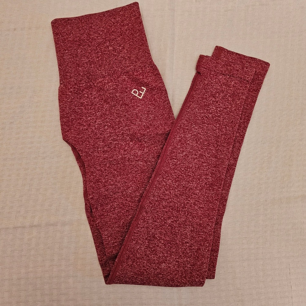 Palettefit Seamless Leggings Womens XS Burgundy Red‎ Excellent High Rise Marled